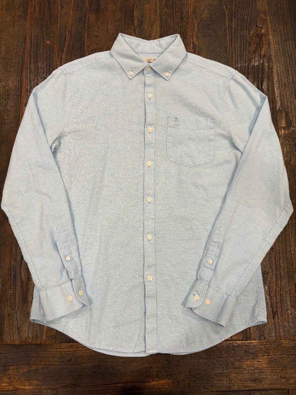 Original Penguin Cotton/Linen Stretch Oxford Shirt Men's Small - Light Blue